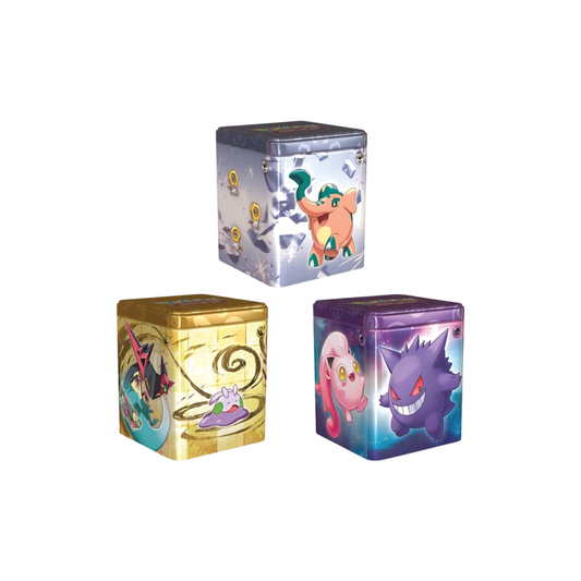ClashSummit — 2024 Q1 Pokemon Stacking Tin Display (Psychic, Metal, Dragon) 6 tin case – Official Pokemon TCG Product by ClashSummit